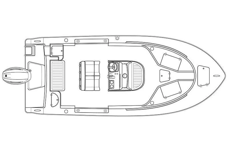 Slide: The Image of Manufacturer Provided Image: Top view schematic of a 2018 Sportsman Open 212 Center Console boat. - 2
