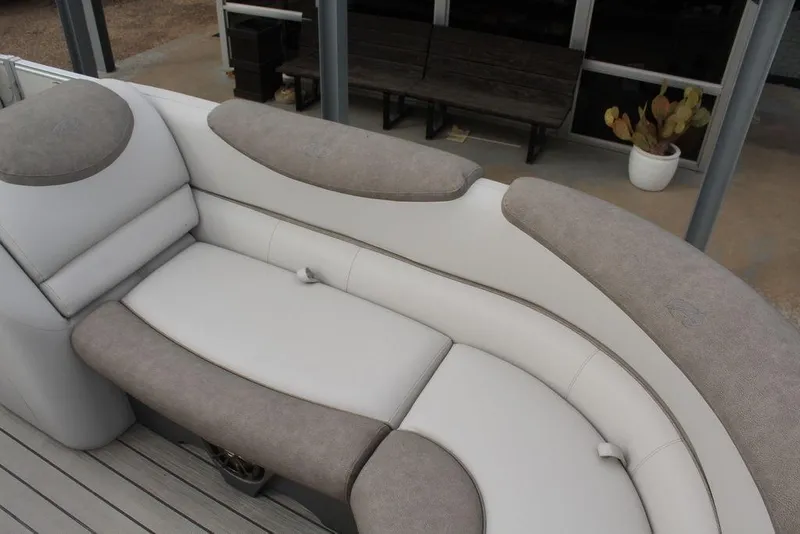 Slide: The Image of 2020 Avalon Catalina Versatile Rear Bench 23' with plush seating and modern design. - 21