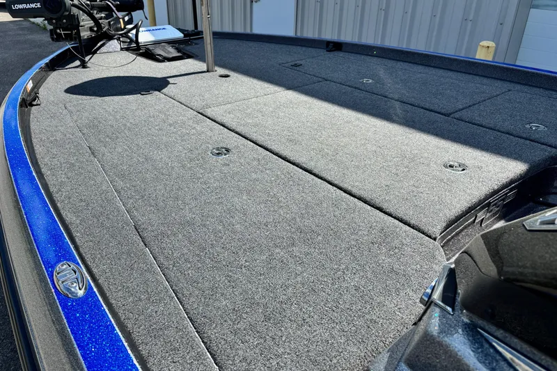 Slide: The Image of 2023 Ranger Z520R Cup-Equipped boat deck with carpet and Lowrance equipment. - 5