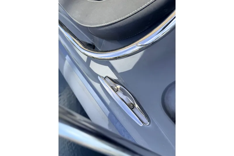 Slide: The Image of Close-up of 2020 Grand Inflatables G580 boat detail, featuring sleek chrome fittings. - 25