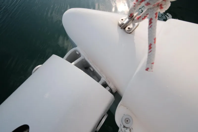 Slide: The Image of Close-up of a 2007 Leopard 46 yacht's deck detail with ropes and fittings. - 17