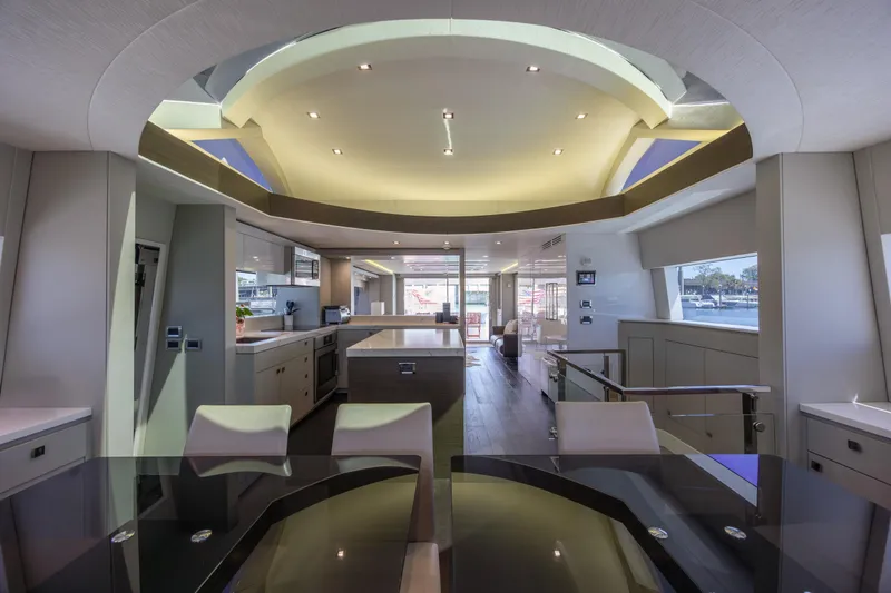 Slide: The Image of Luxurious interior of 2017 Hatteras M75 Panacera yacht, featuring modern design and spacious layout. - 49