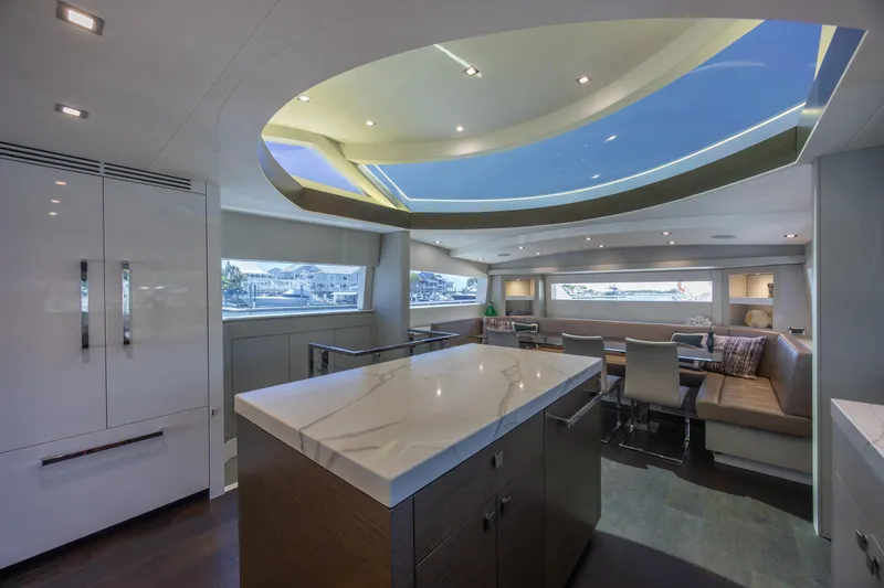 Slide: The Image of Luxurious interior of 2017 Hatteras M75 Panacera yacht with modern design and skylight. - 52