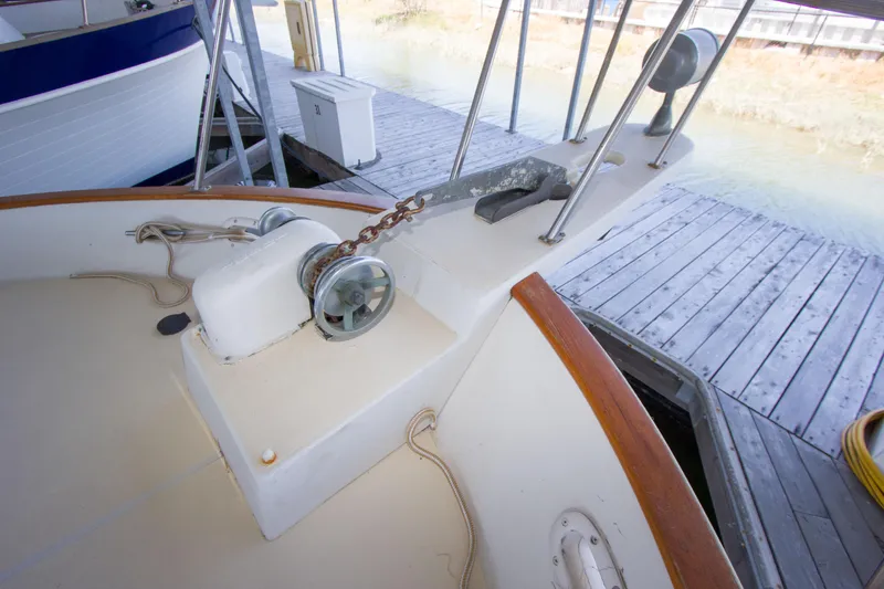 Slide: The Image of Deck of a 1984 Californian LRC boat with anchor winch. - 27