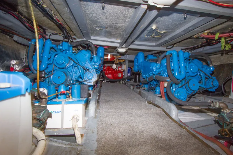 Slide: The Image of Engine room of a 1984 Californian LRC with blue engines. - 32