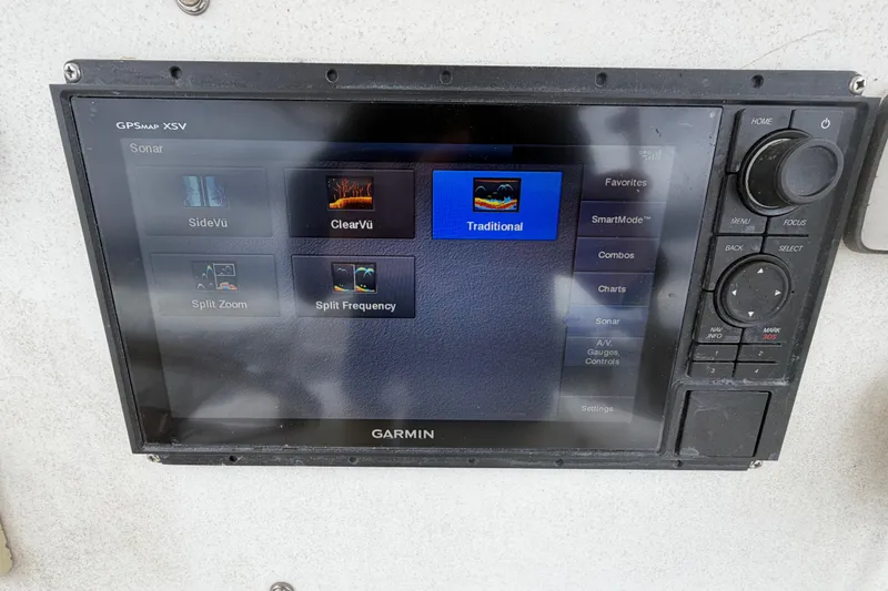 Slide: The Image of Garmin GPSMAP XSV sonar display on 1985 SeaCraft SC 23 Classic boat dashboard. - 21