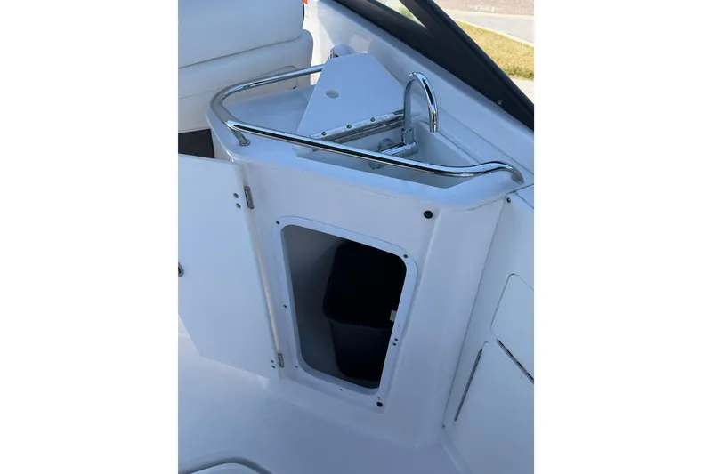 Slide: The Image of 2023 Monterey M-45 boat interior with sink and storage compartment. - 15