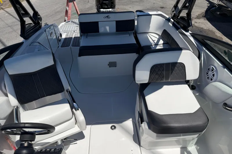 Slide: The Image of 2023 Monterey M-45 boat interior with luxurious seating and modern design. - 22