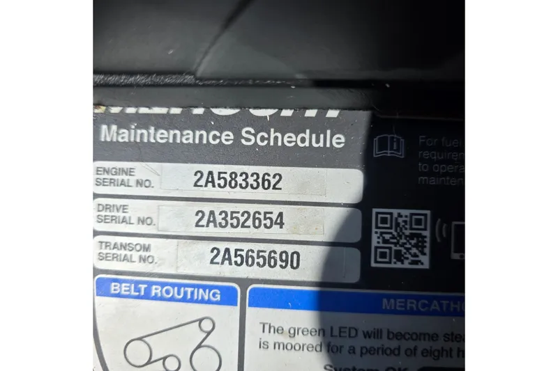 Slide: The Image of 2018 Chris-Craft Launch 23 maintenance schedule with engine, drive, and transom serial numbers. - 17