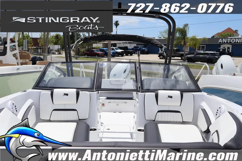 Slide: The Image of 2026 Stingray 20 SBX boat interior with seating, showcased by Antonietti Marine. - 3
