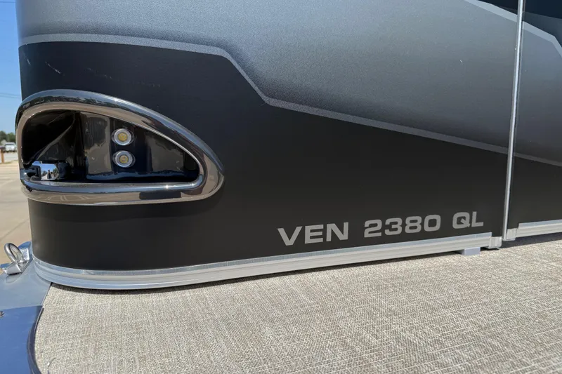 Slide: The Image of Close-up of 2026 Avalon VENTURE QUAD LOUNGE, model VEN 2380 QL, exterior detail. - 51