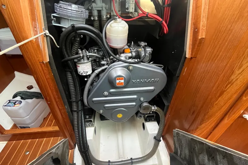 Slide: The Image of Engine compartment of a 2005 Jeanneau Sun Odyssey 40.3 sailboat with Yanmar engine. - 36