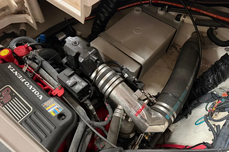 Slide: The Image of Engine compartment of a 2008 Regal 2700 Bowrider with Volvo Penta components. - 39