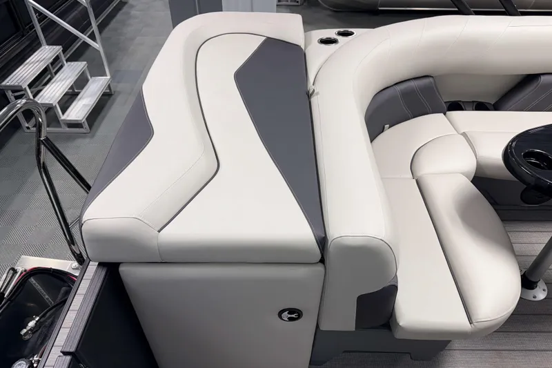 Slide: The Image of Luxurious seating on 2026 Sylvan Mirage 8520 Cruise PTS Tritoon boat. - 3
