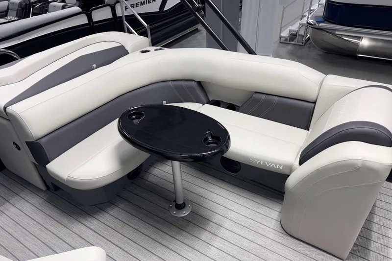 Slide: The Image of Luxurious seating on 2026 Sylvan Mirage 8520 Cruise PTS Tritoon boat. - 4