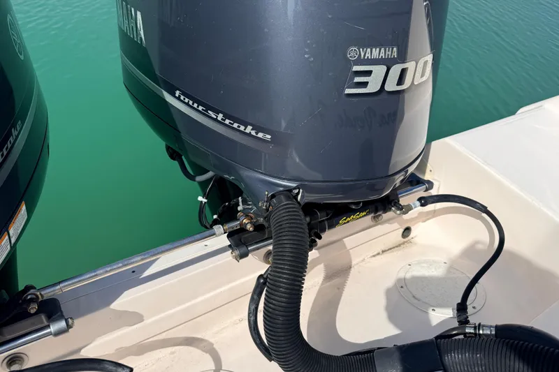 Slide: The Image of Yamaha 300 four-stroke engine on 2013 Grady-White Canyon 306 boat. - 30