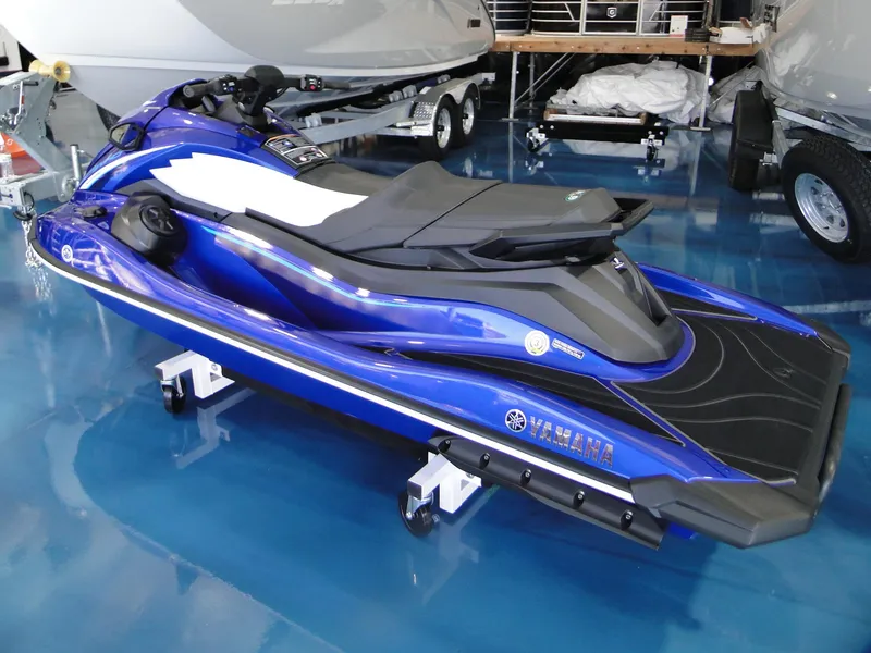 Slide: The Image of 2024 Yamaha Boats GP SVHO jet ski in showroom. - 4
