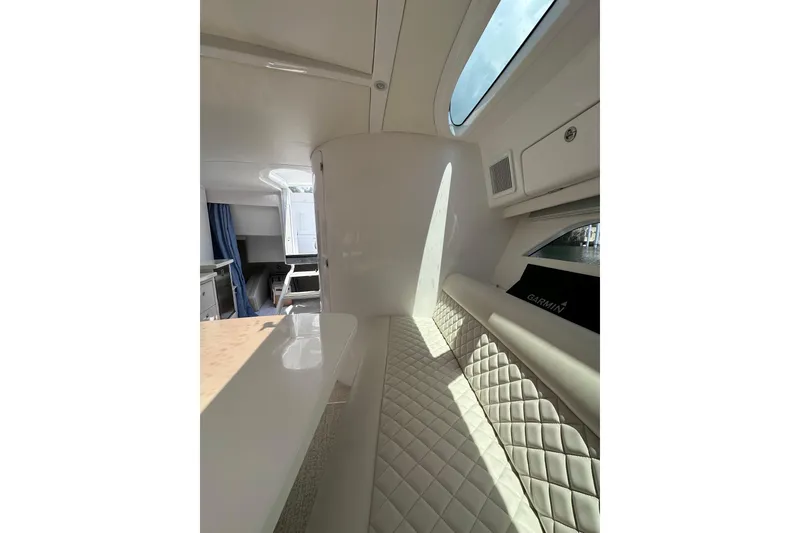 Slide: The Image of Luxurious interior of 2024 Intrepid 41 Valor yacht with quilted seating and modern design. - 44