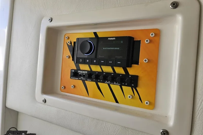 Slide: The Image of Audio system panel on a 2001 Cigarette 42' Tiger boat. - 95