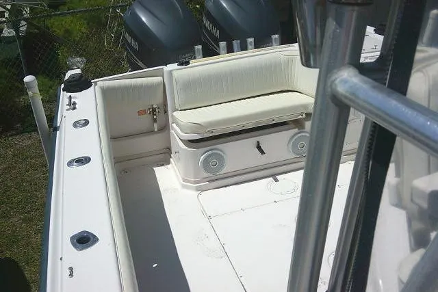 Slide: The Image of Grady-White Sailfish 272 boat interior, featuring seating and Yamaha engines, 2000 model. - 55