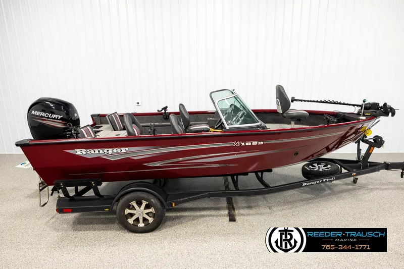 The Image of 2018 Ranger VS1882 WT fishing boat with Mercury engine on trailer. - 1