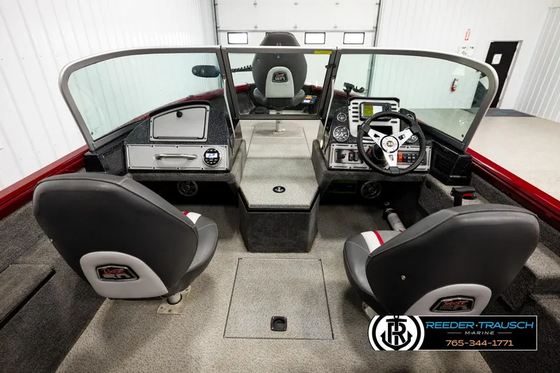 Slide: The Image of 2018 Ranger VS1882 WT boat interior with dual consoles and steering wheel. - 13