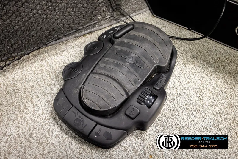 Slide: The Image of Foot pedal control on 2018 Ranger VS1882 WT boat, featuring textured grip and control buttons. - 46