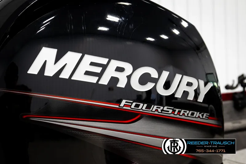 Slide: The Image of Mercury FourStroke engine on 2018 Ranger VS1882 WT boat, Reeder-Trausch Marine branding. - 56