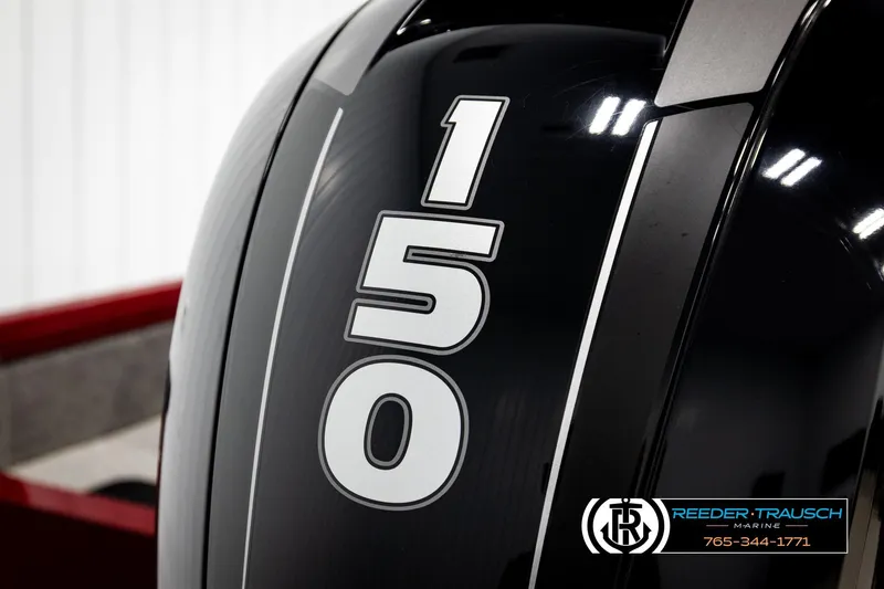 Slide: The Image of 2018 Ranger VS1882 WT boat engine with "150" decal, Reeder-Trausch Marine branding. - 57
