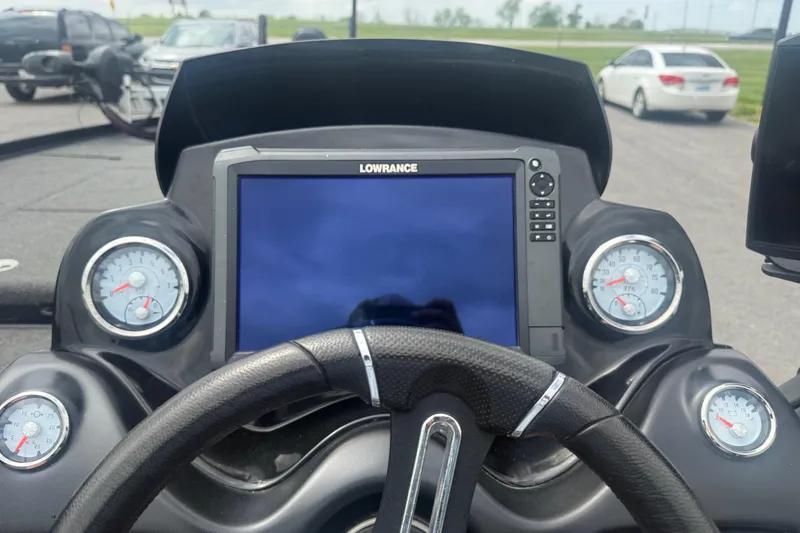 Slide: The Image of Dashboard of a 2019 Nitro Z21 Pro boat with Lowrance display and gauges. - 11