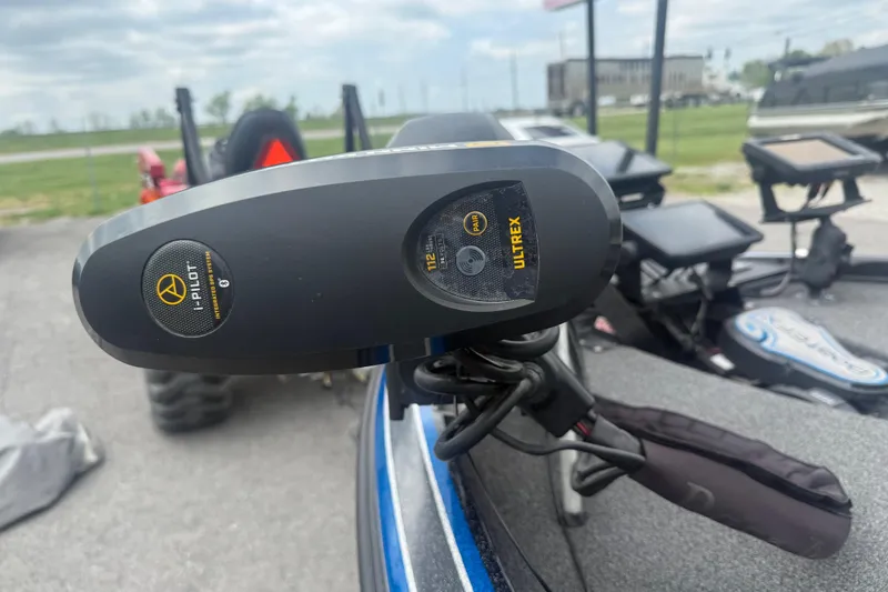 Slide: The Image of Close-up of a 2019 Nitro Z21 Pro boat's i-Pilot Ultrex trolling motor. - 8