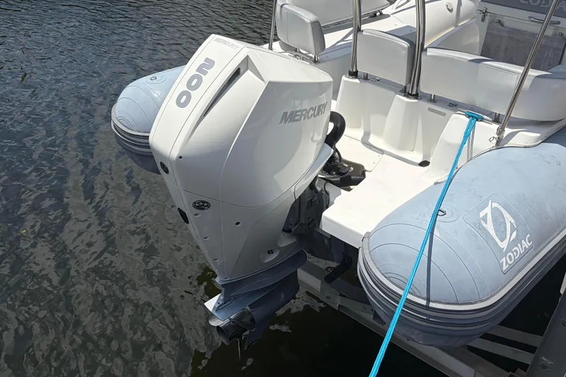 Slide: The Image of 2021 Zodiac N-ZO 680 boat with Mercury 200 engine on water. - 25
