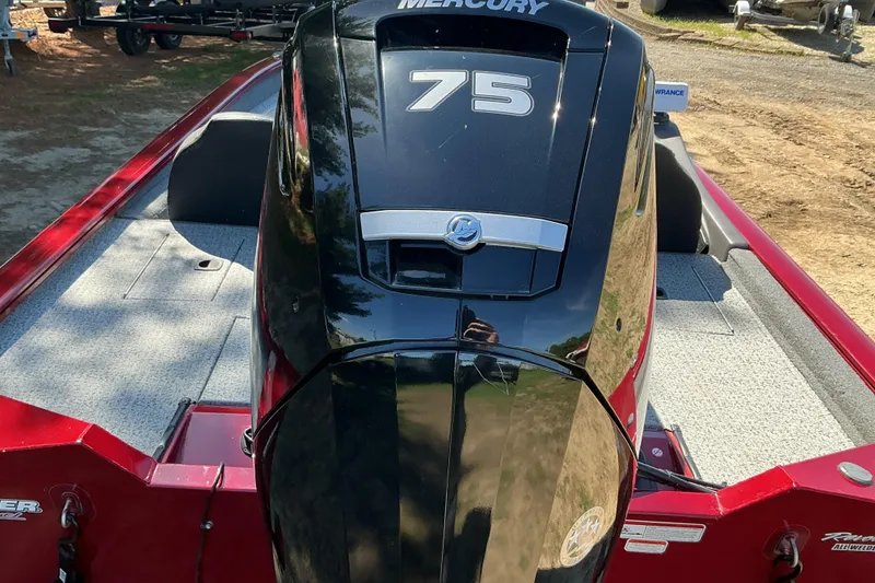 Slide: The Image of 2020 Tracker Pro Team 175 TXW Tournament Edition with Mercury 75 engine, red and gray interior. - 7