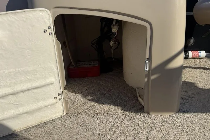 Slide: The Image of Luxurious seating on a 2013 South Bay 422 CR pontoon boat, featuring plush upholstery. - 16