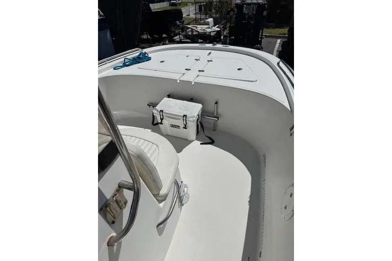 Slide: The Image of Interior view of a 2013 Tideline 190 boat with seating and storage. - 7