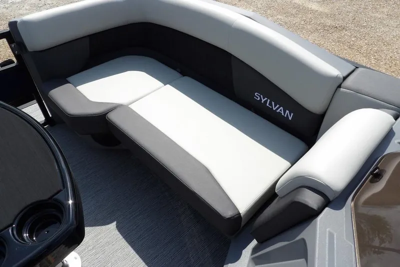 Slide: The Image of Luxurious seating on 2026 Sylvan R-20 PARTY FISH boat, featuring sleek design and comfort. - 11