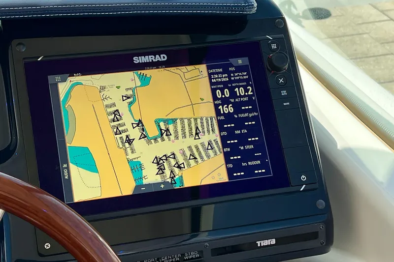 Slide: The Image of Navigation display on 2008 Tiara Yachts 3500 Sovran, featuring Simrad marine electronics. - 27