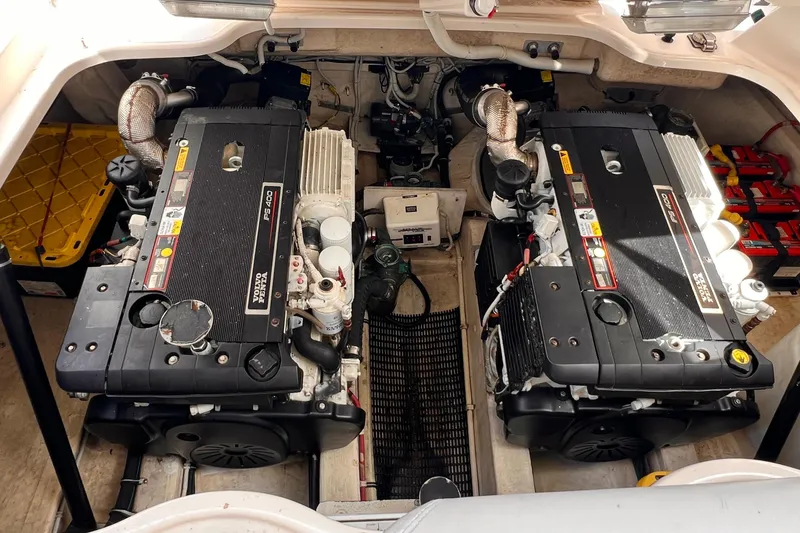 Slide: The Image of Engine room of a 2008 Tiara Yachts 3500 Sovran with dual Volvo Penta engines. - 52