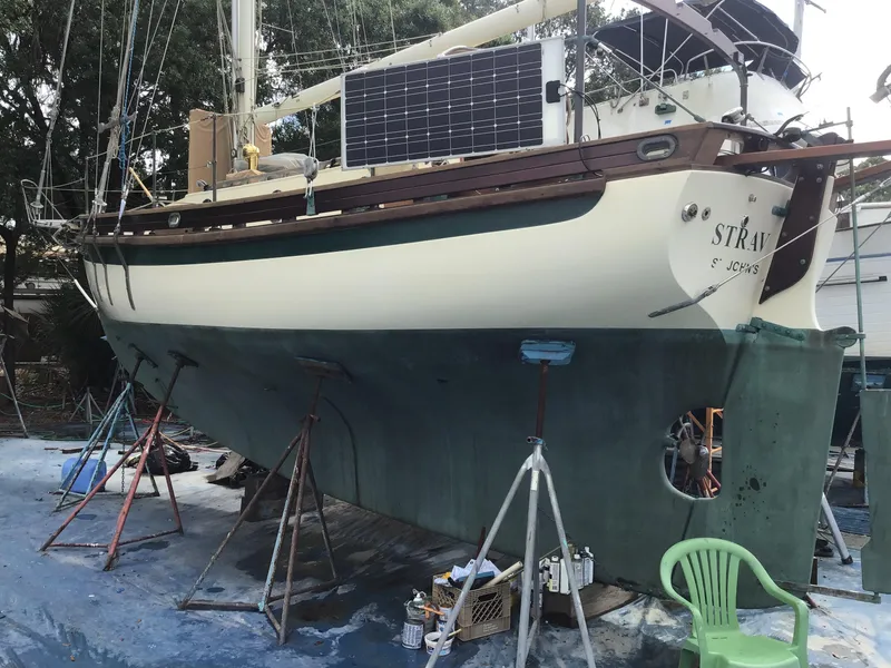 Slide: The Image of 2006 Bristol Channel Cutter 28 sailboat on stands for maintenance. - 10