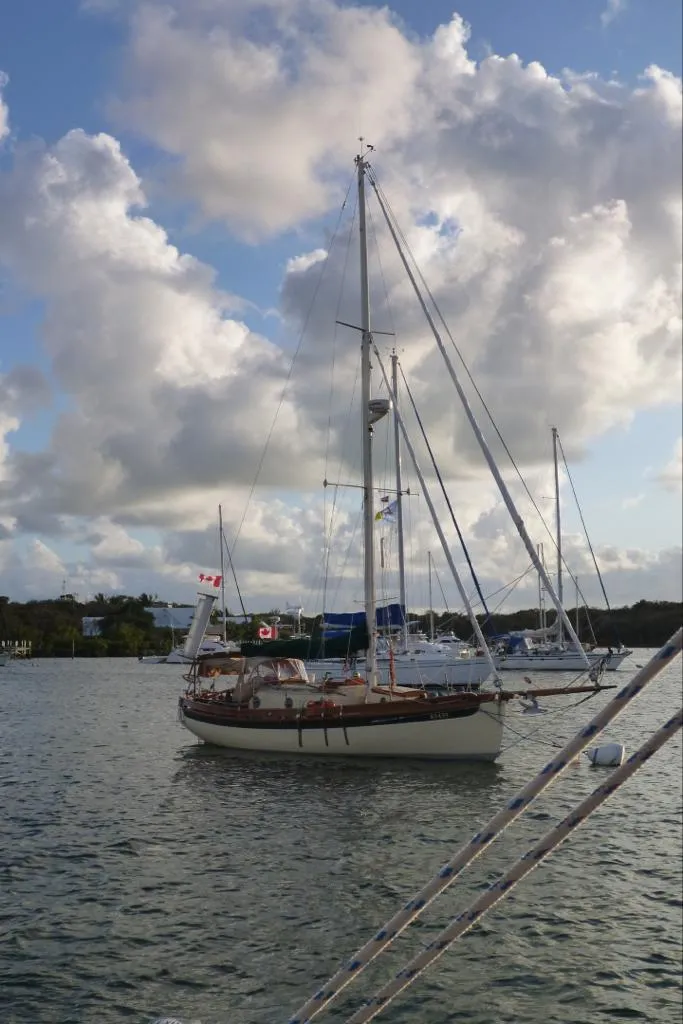 Slide: The Image of 2006 Bristol Channel Cutter 28 sailboat on calm waters. - 2