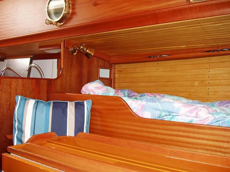 Slide: The Image of Interior of a 2006 Bristol Channel Cutter 28 with wooden finish. - 25