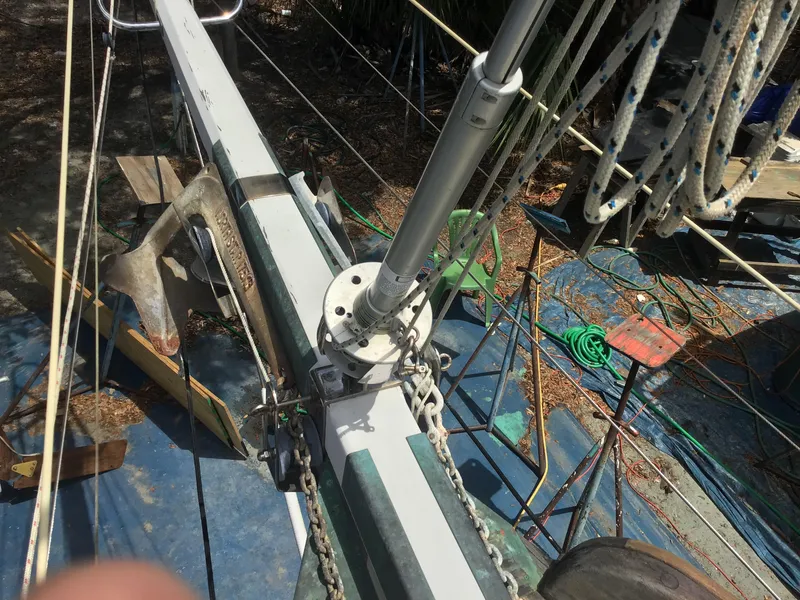 Slide: The Image of 2006 Bristol Channel Cutter 28, deck view with anchor and rigging. - 8