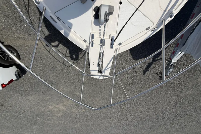 Slide: The Image of Top view of a 2024 Solara S-250 Coupe boat on a trailer. - 21