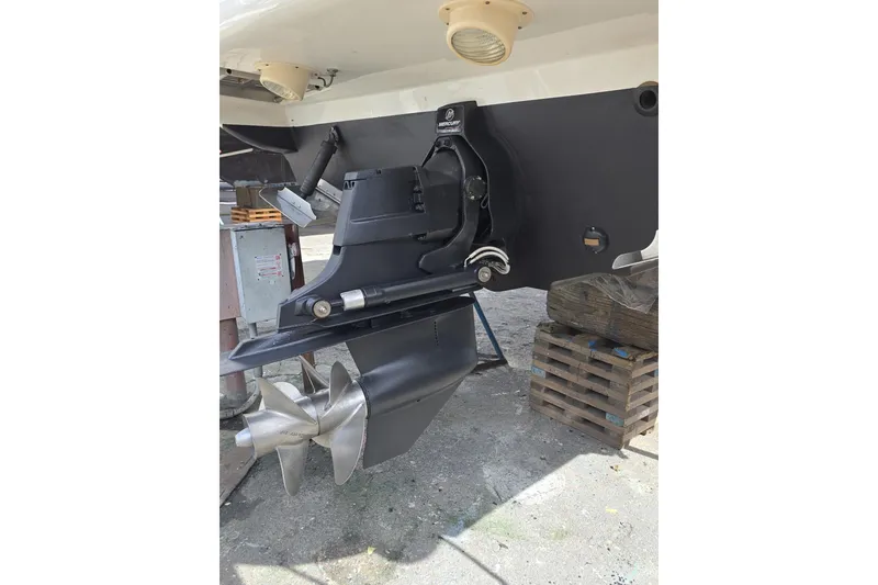 Slide: The Image of 2010 Sea Ray Sundancer 280 boat propeller and stern drive detail. - 35