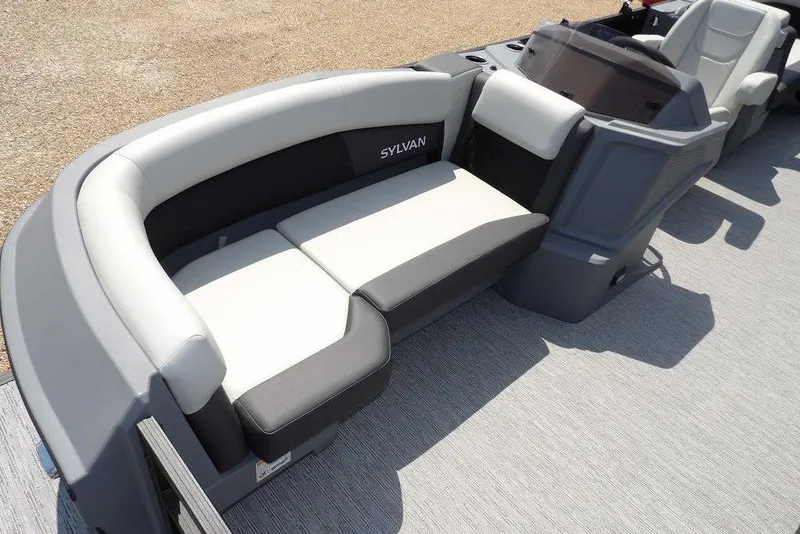 Slide: The Image of 2026 Sylvan R-22 LZ DH boat interior with sleek seating and modern design. - 15