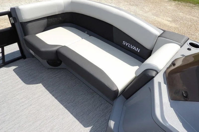 Slide: The Image of 2026 Sylvan R-22 LZ DH boat interior with sleek, modern seating design. - 5
