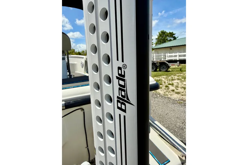 Slide: The Image of 2023 Key West 188 Bay Reef boat with Blade power pole in sunny outdoor setting. - 28