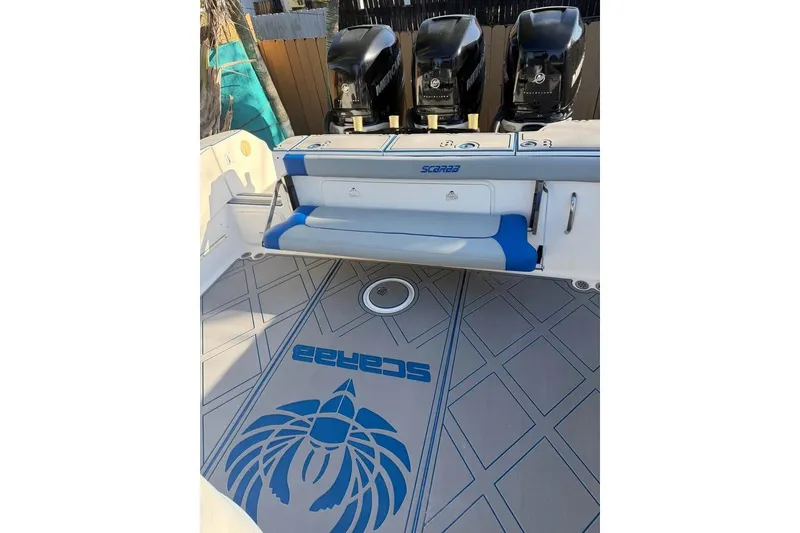 Slide: The Image of 2007 Wellcraft 35 Scarab Sport Open warning label and serial number detail. - 4