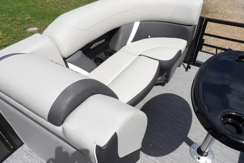 Slide: The Image of Luxurious seating on 2026 Sylvan X3 CLZ DH pontoon boat with sleek design and comfort. - 15