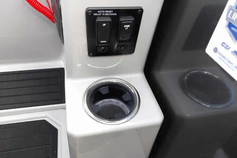 Slide: The Image of Control panel and cup holder on 2026 Sylvan X3 CLZ DH boat. - 28